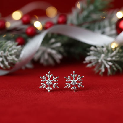 Frosted Crystal Snowflake Earrings
