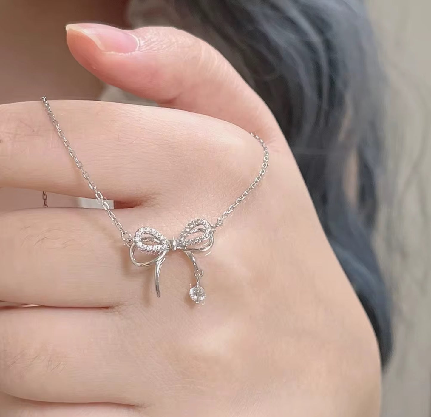 Zircon Bowknot Necklace