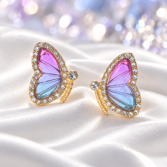 Blue Orchid Butterfly Earrings
