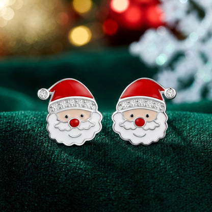 Jolly Santa Earrings on green velvet