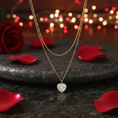 Layered Heart Zircon Necklace