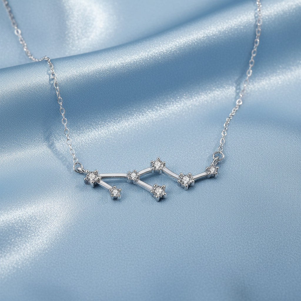 Silver Leo Necklace on a white background