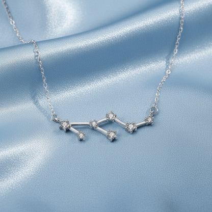 Silver Leo Necklace on a white background