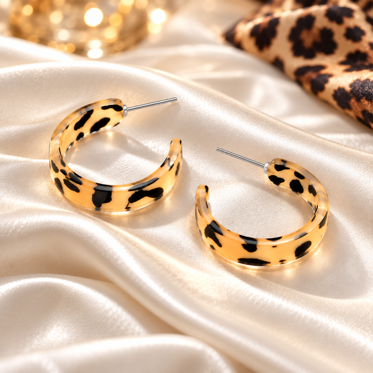 Leopard Print Hoop Earrings