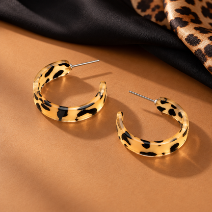Leopard Print Hoop Earrings