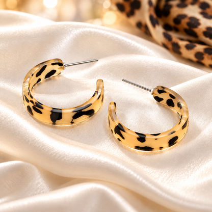 Leopard Print Hoop Earrings