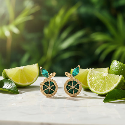 Lime Slice Gem Earrings with limes