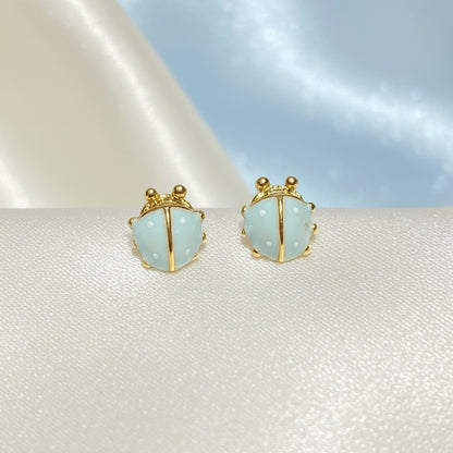 Mini Baby Blue Ladybug Earrings