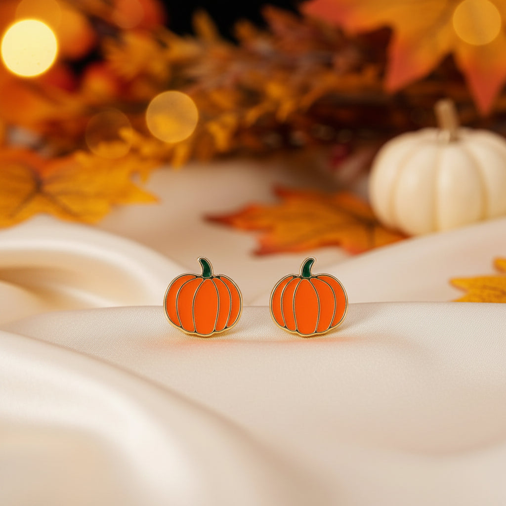 Orange & Gold Pumpkin Earrings