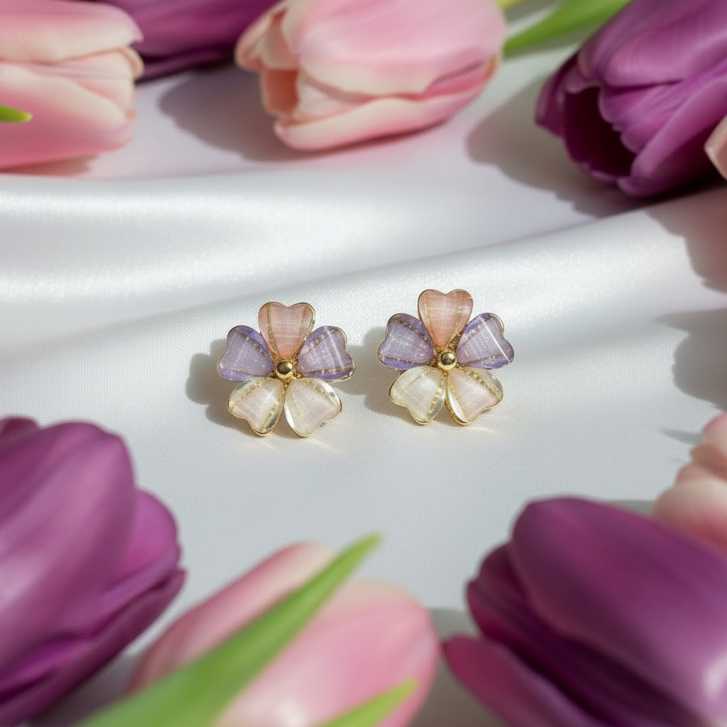 Pastel Petal Blossom Earrings with tulips