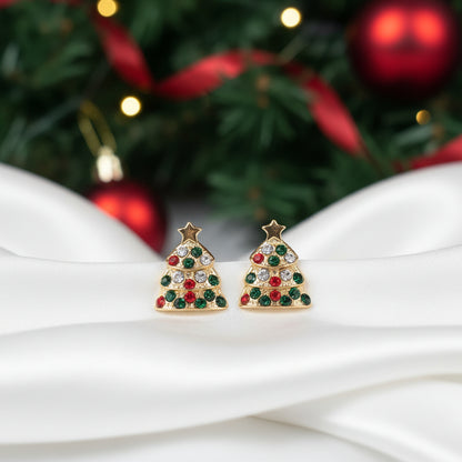 Pavé Christmas Tree Earrings on white