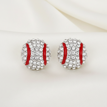 Pavé Crystal Baseball Earrings on a white background