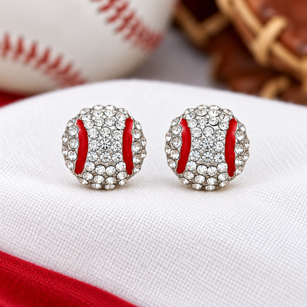 Pavé Crystal Baseball Earrings