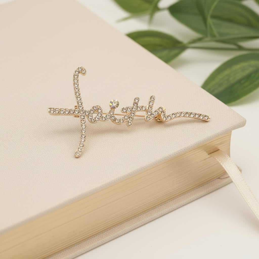 Pavé Faith Cross Pin on The Bible