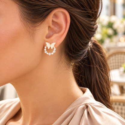 Butterfly Pearl Sparkle Earrings