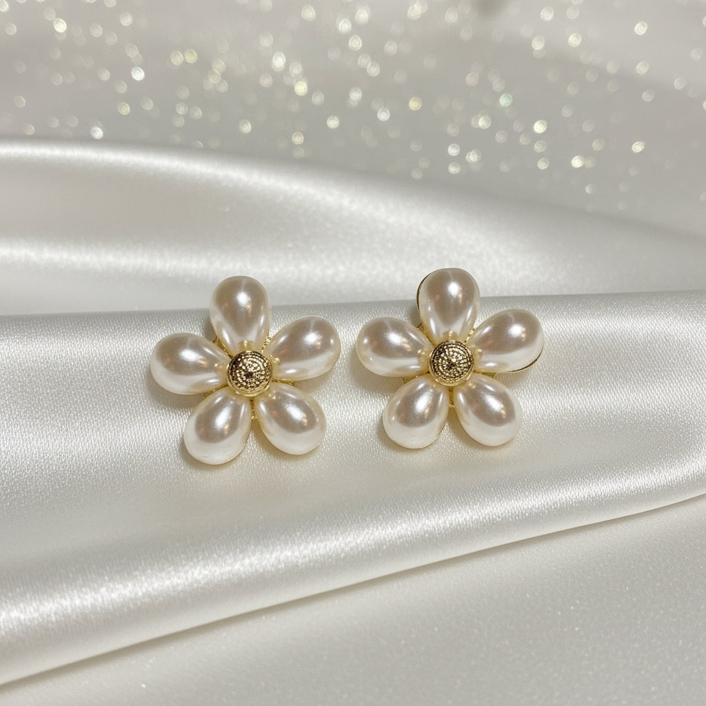 Pearl Petal Flower Earrings