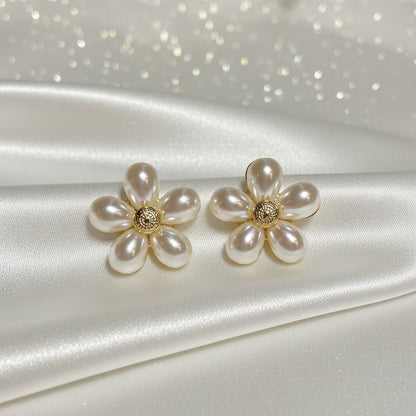 Pearl Petal Flower Earrings