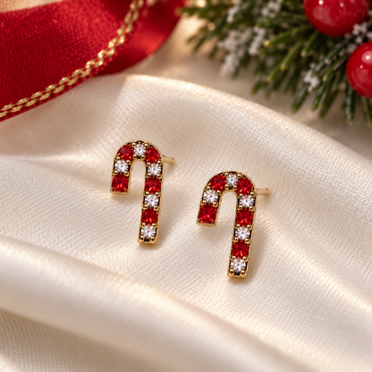 Peppermint Pavé Candy Cane Earrings