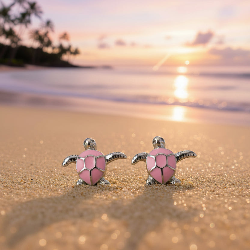 Pink Sea Turtle Earrings