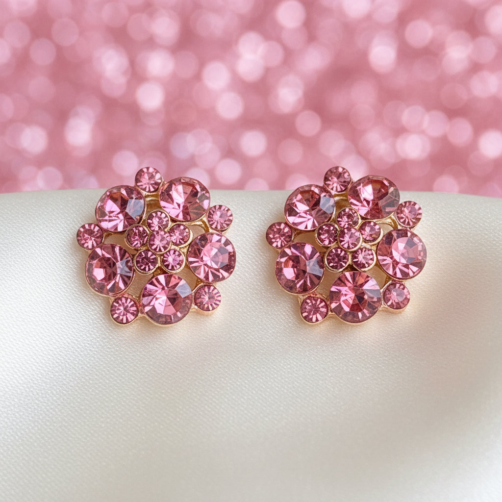Pink Sparkle Blossom Earrings