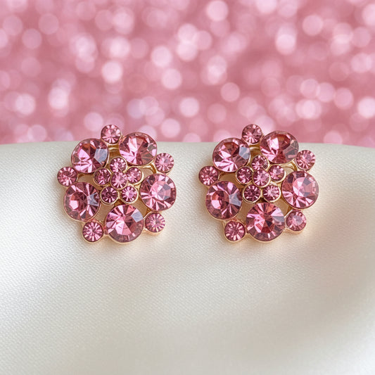 Pink Sparkle Blossom Earrings