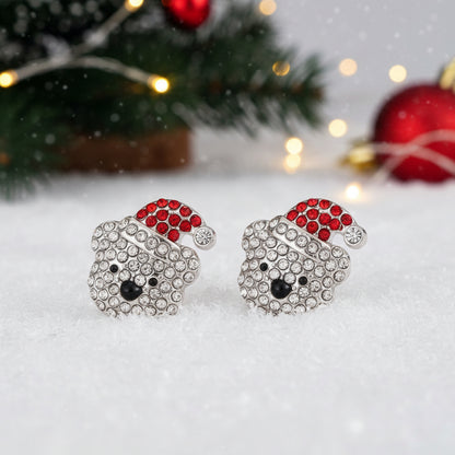Polar Bear Pavé Earrings on snow