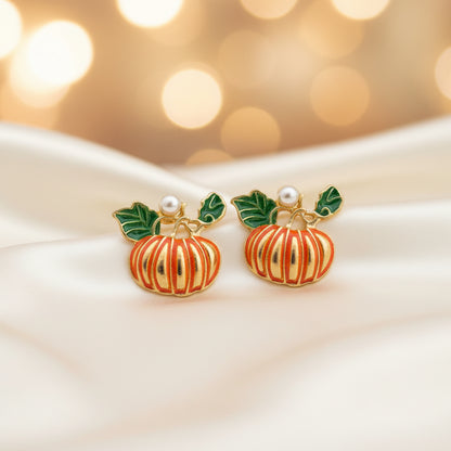 Pumpkin Pearl Earrings on white