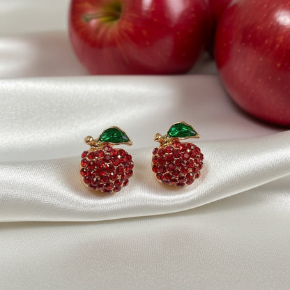 Red Pavé Apple Earrings with apples