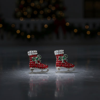 Red Pavé Ice Skate Earrings ice rink show
