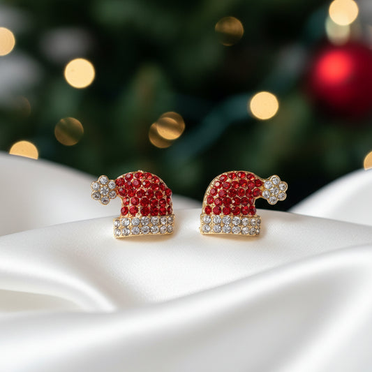 Red Pavé Santa Hat Earrings