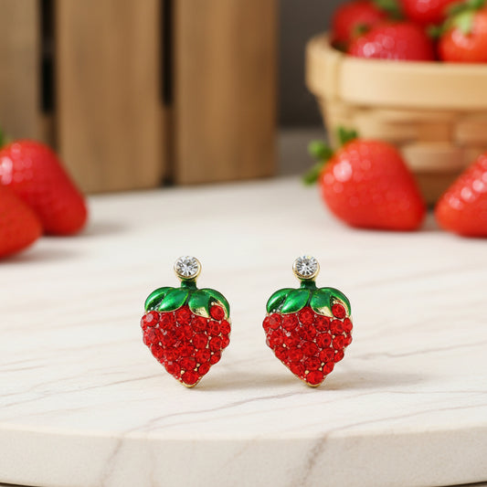 Red Pavé Strawberry Earrings