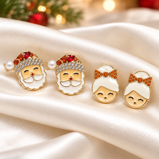 Santa & Mrs. Claus Jeweled Earring Bundle