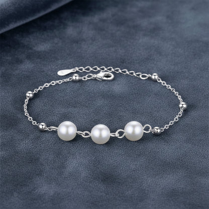 Silver Pearl Bracelet on grey