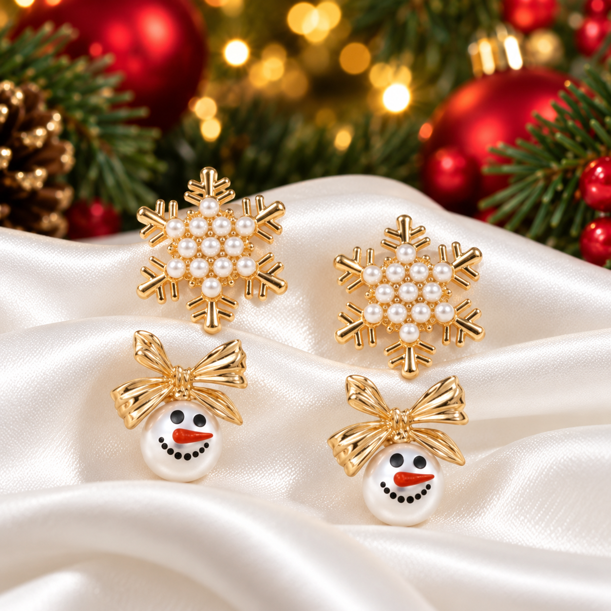 Snowflake & Snowman Earrings Bundle