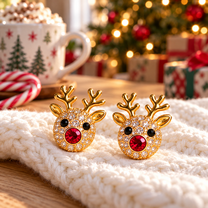 Rudolph Red Nose Reindeer Earrings