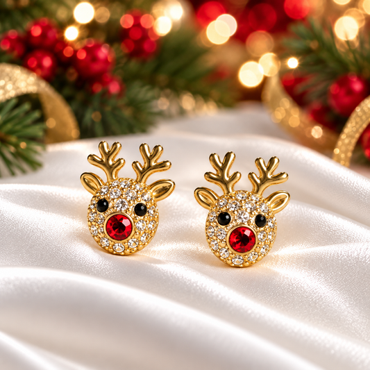 Rudolph Red Nose Reindeer Earrings