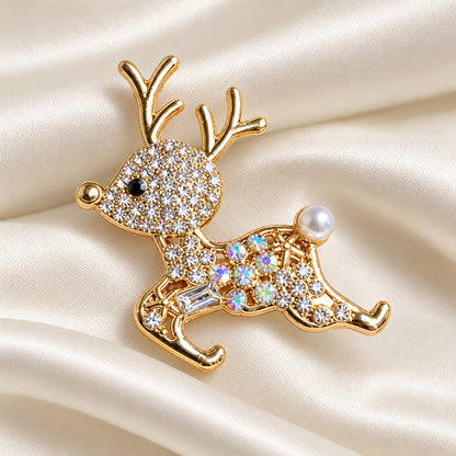 Sparkling Pavé Reindeer Pin on satin