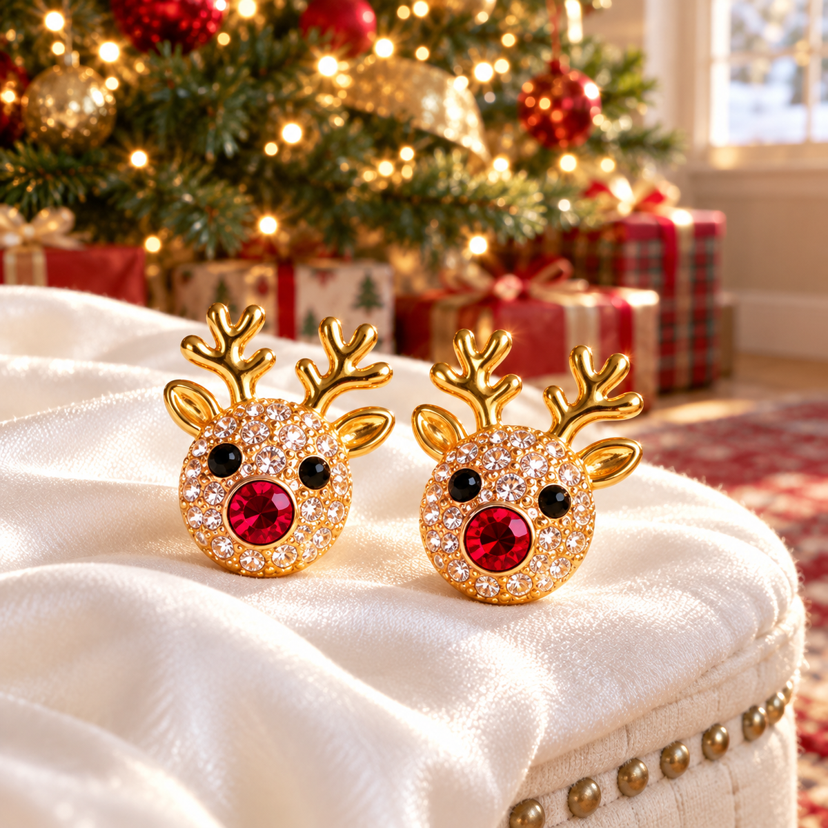 Rudolph Red Nose Reindeer Earrings