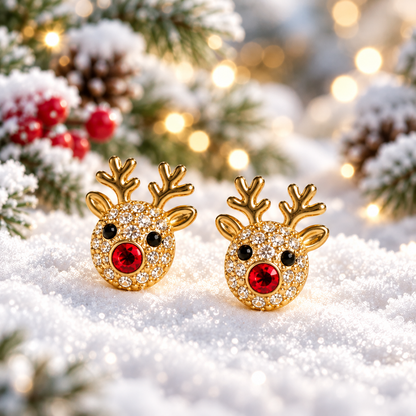 Rudolph Red Nose Reindeer Earrings