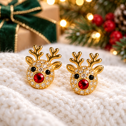Rudolph Red Nose Reindeer Earrings