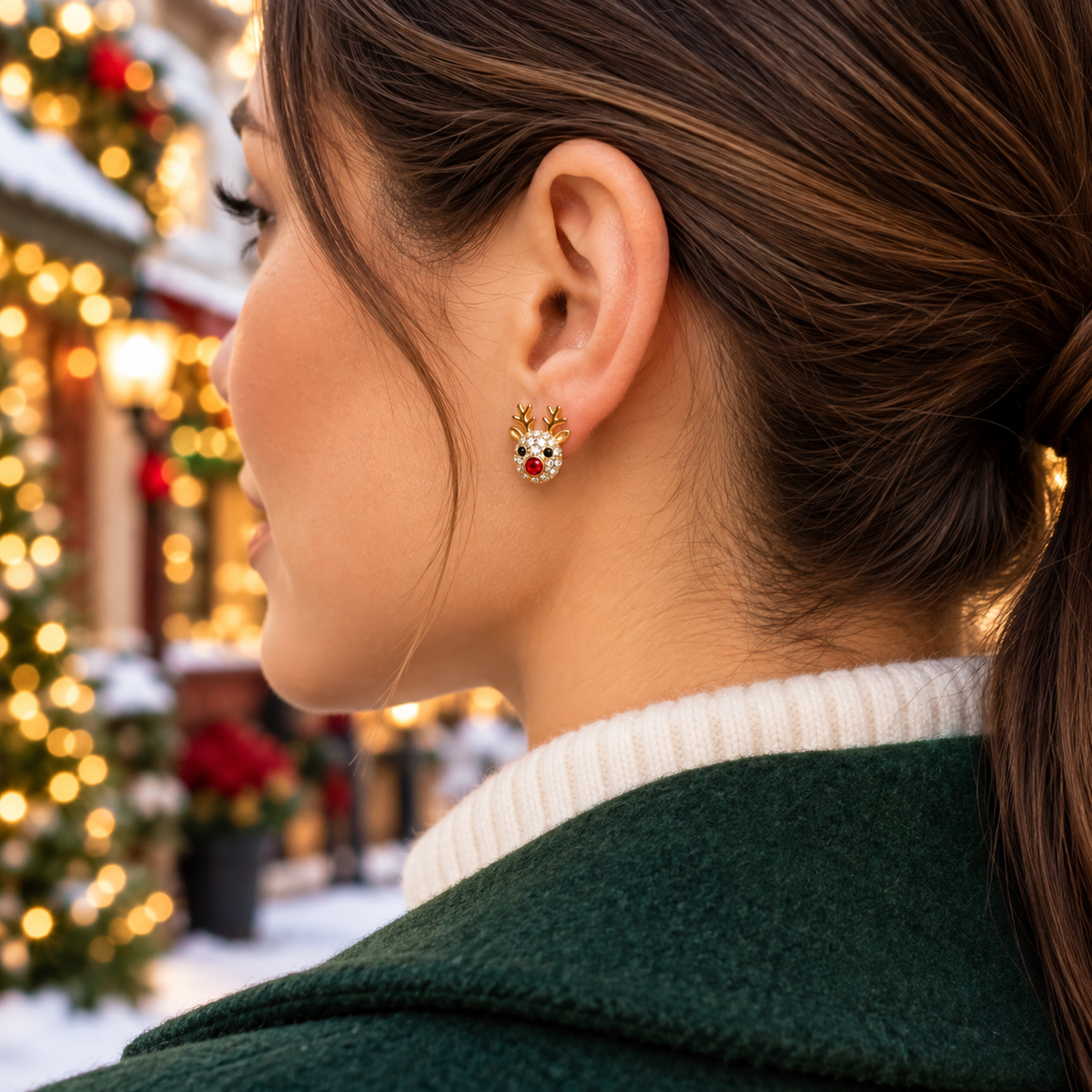 Rudolph Red Nose Reindeer Earrings