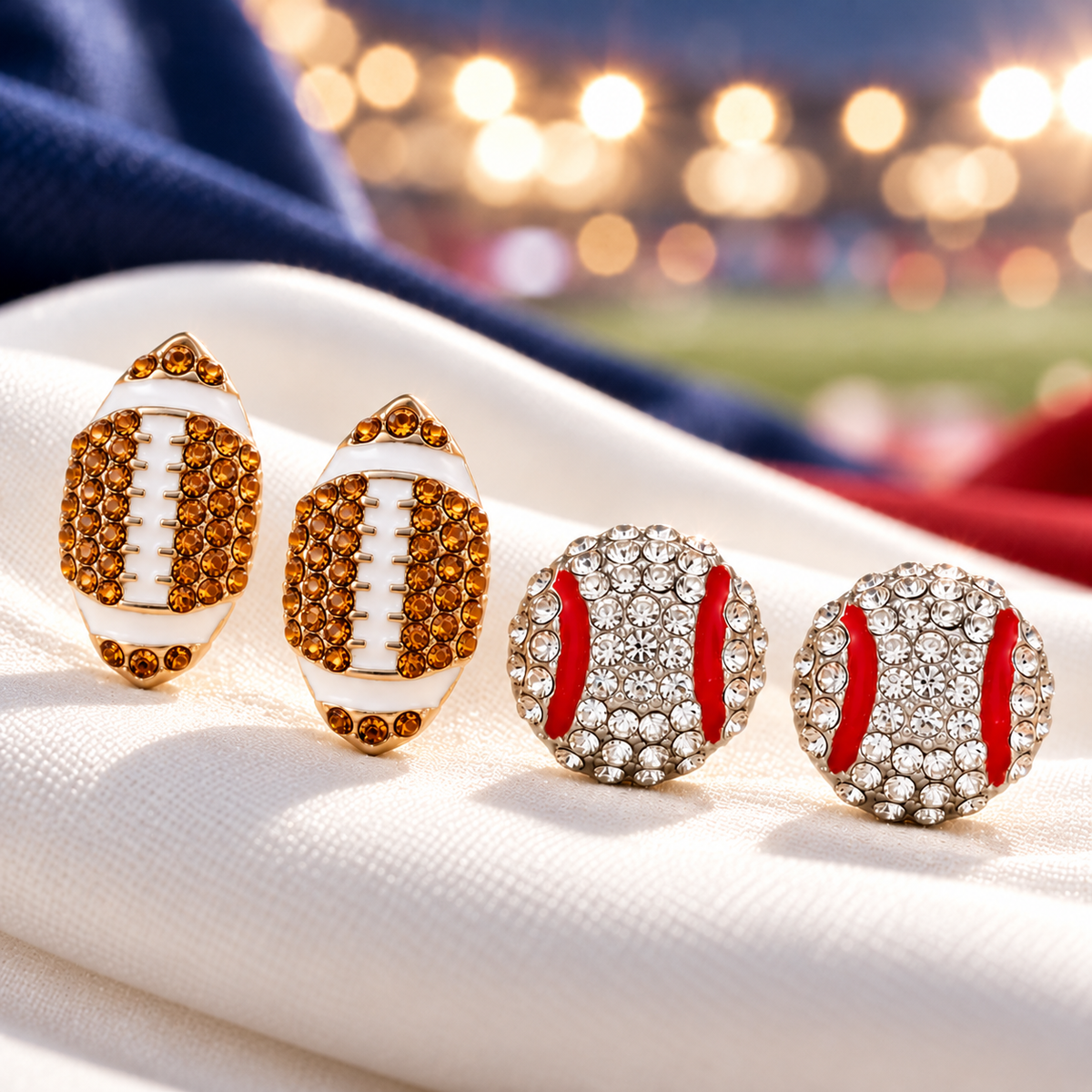 Football & Baseball Pavé Earring Bundle