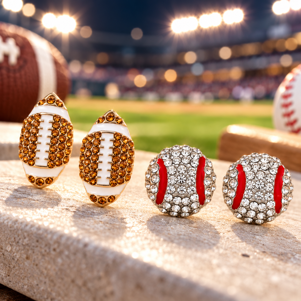 Football & Baseball Pavé Earring Bundle