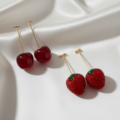 Cherry Drop & Strawberry Drop Earrings Bundle