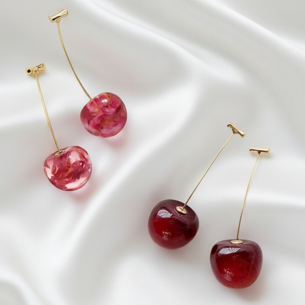 Pink Cherry & Cherry Drop Earrings Bundle