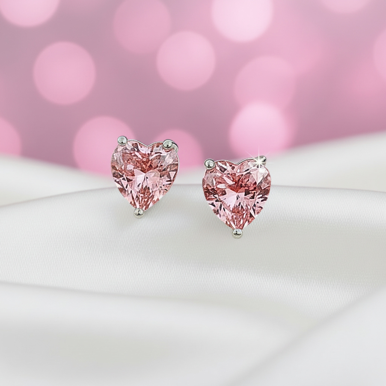 Mini Pink Crystal Heart Earrings