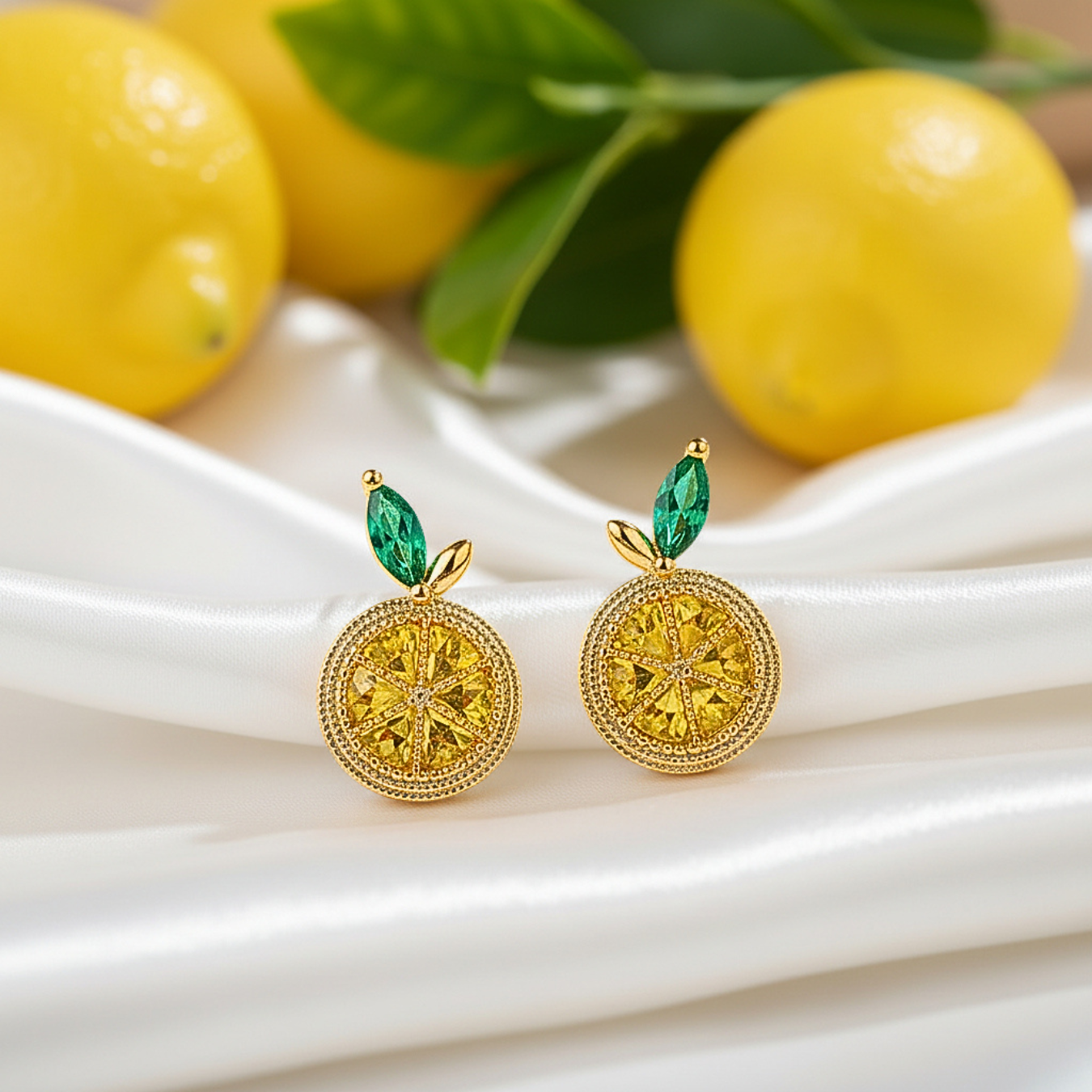 Lemon Slice Gem Earrings