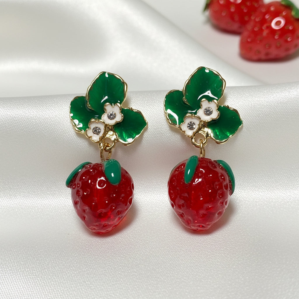 Strawberry Blossom Drop Earrings
