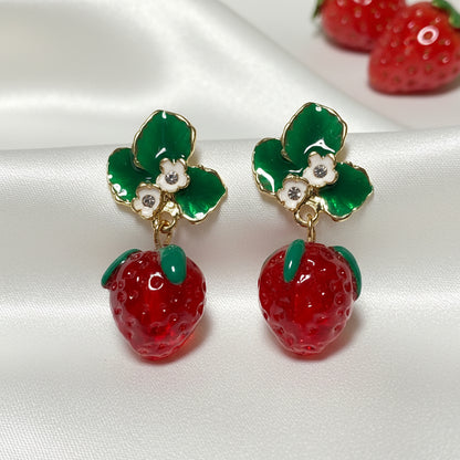 Strawberry Blossom Drop Earrings