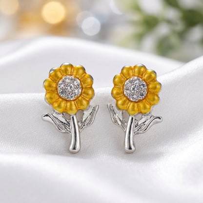 Sunflower Sparkle Earrings on white